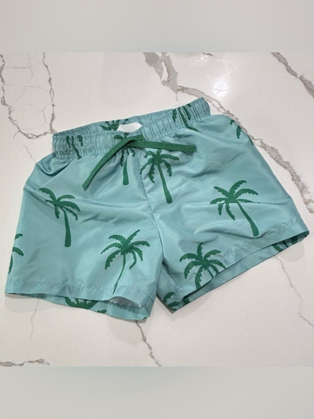 H&M Green Palm Trees Print Little Boys Size 6X/7 Swim Shorts Trunks Mesh Lining